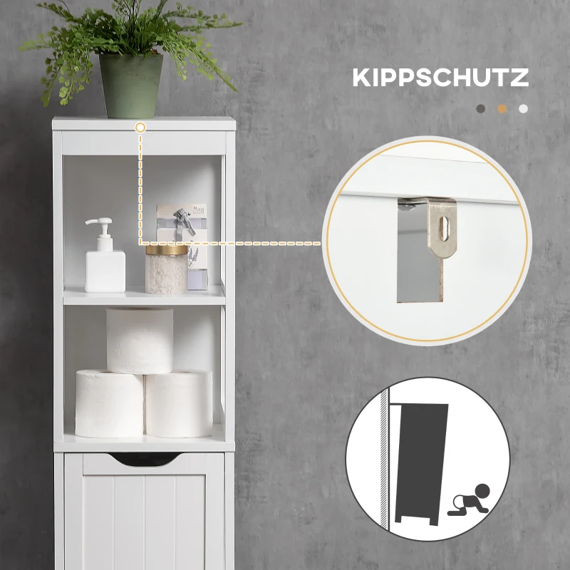 kleankin Badezimmerschrank, 2 Regale, 3 Schubladen, wasserabweisendes Material, Weiß