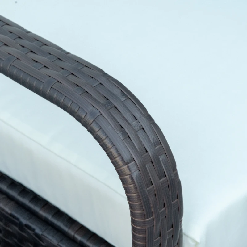 Outsunny Set Mobili da Giardino in Rattan PE con Tavolino e 2 Sedie con Cuscini Sfoderabili, Marrone e Crema