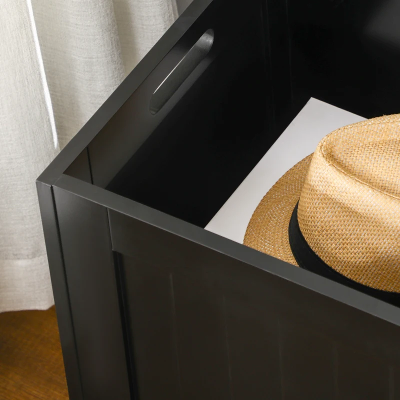 HOMCOM Sitzbank mit Stauraum im Landhausstil, inkl. Sicherheitsscharnieren, Truhe, Aufbewahrungsbox, Schwarz