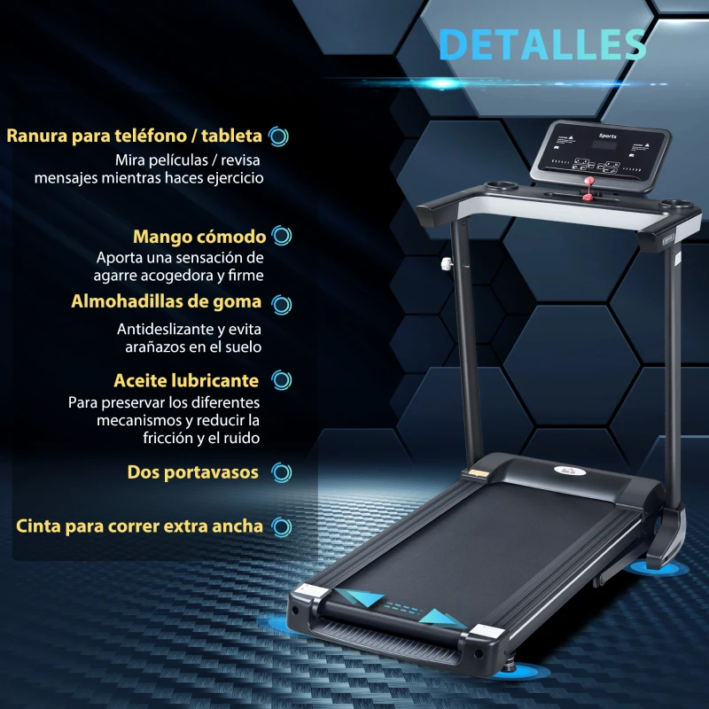 HOMCOM Cinta de Correr Velocidad 1-12 km/h Cinta de Correr Plegable con 12 Programas Pantalla LCD 71x128x122 cm Negro