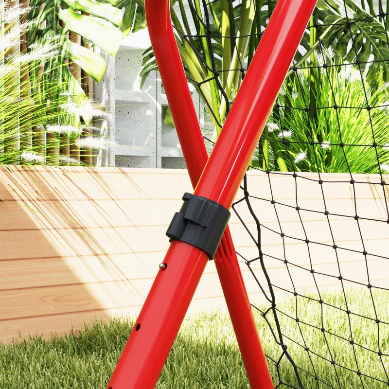HOMCOM Fußball Rebounder-Netz, klappbar, Rückprallwand, Verstellbar in 5 Stufen, Metall, 78 x 84 x 65-78 cm, Rot