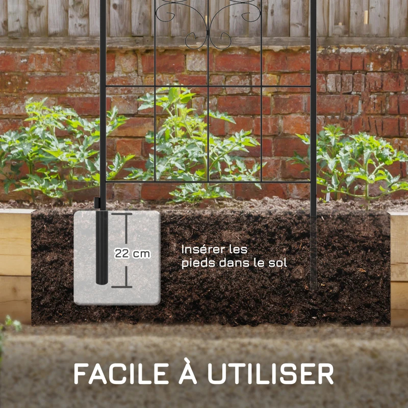 Outsunny Lot de 2 treillis de jardin, support pour plantes grimpantes en acier, 50L x 180H cm, noir