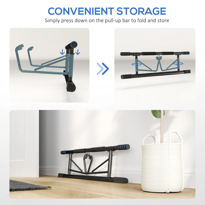 SPORTNOW Pull-Up Bar, No-Drilling Chin-Up Bar, Push-Up Stand with Resistance Bands, Padded Handles for Home Gym Exercise