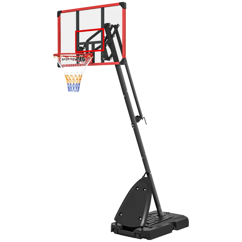 SPORTNOW 2.4-2.9m Adjustable Basketball Hoop and Stand with Weighted Base, Portable on Wheels, Red