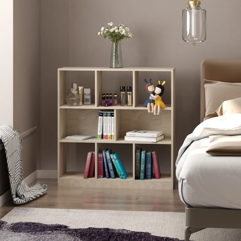 HOMCOM Bücherregal Regal Standregal, 8 Regalfächer, 97,5 x 30 x 100 cm, Eichen-Optik