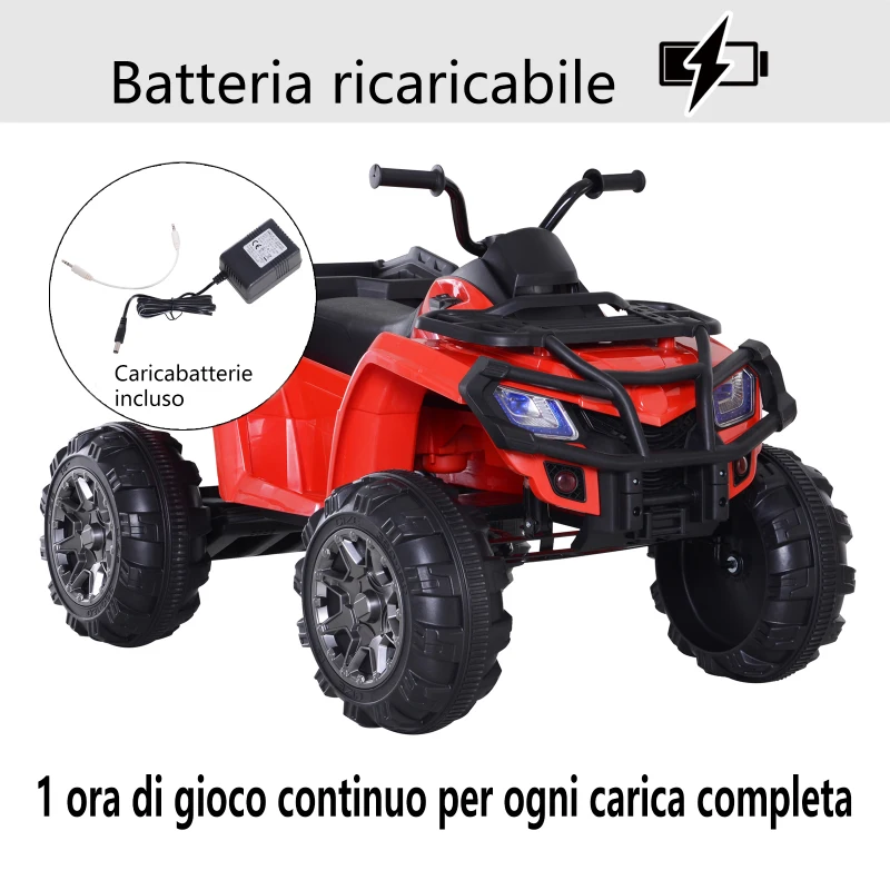 HOMCOM Mini Quad Elettrico per Bambini per Esperienza di Guida Realistica 12V Velocità Massima 6km/h Lettore Musica MP3 Luci e Fanali, 120x79x78.5cm