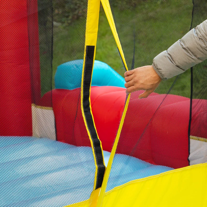 HOMCOM Hüpfburg mit Gebläse Springburg Spielburg Rutsche Spielhaus aufblasbar 420D Oxford-Gewebe Outdoor groß bunt 366 x 274 x 183 cm