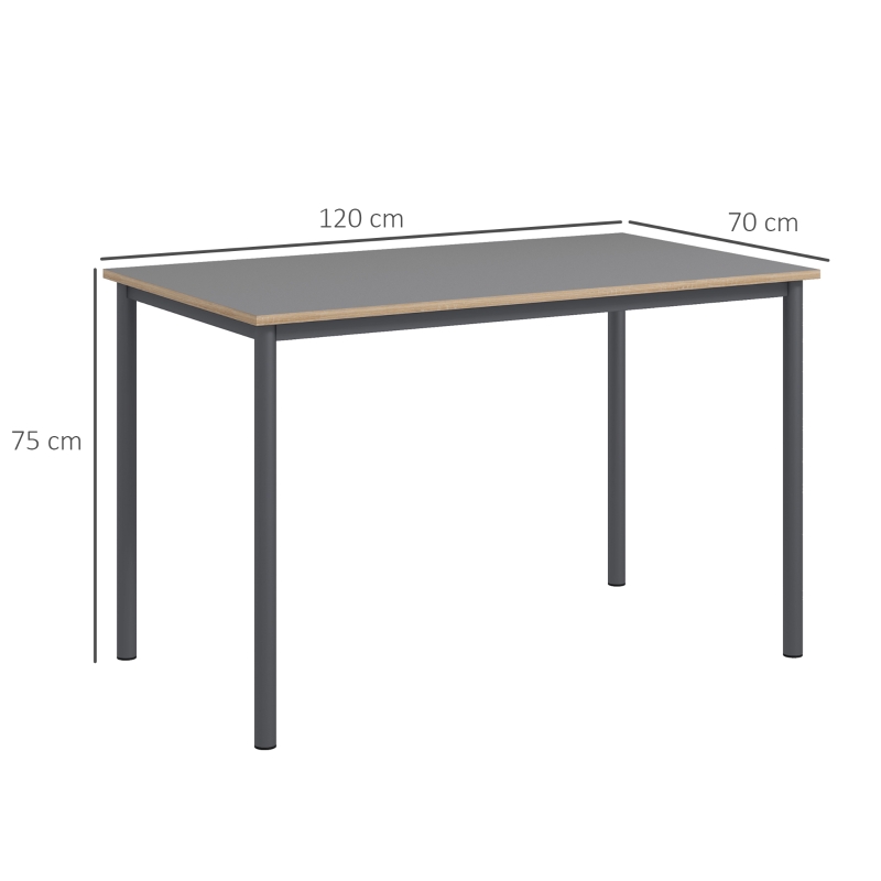 HOMCOM Dining Table w/Steel Frame，Kitchen Table for 4 People，75H x 120L x 70Wcm，Minimalistic Style for Living Room, Dining Room Grey