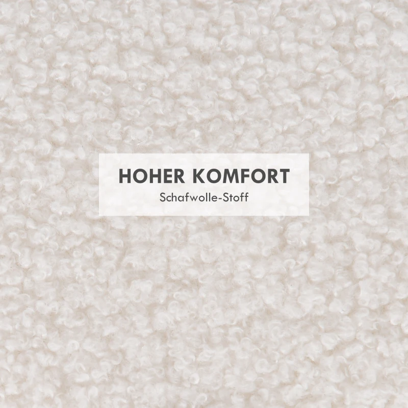 HOMCOM Hocker Polsterhocker, Teddyfleece, versteckter Stauraum, umkehrbarer Deckel, 56 cm x 56 cm x 42 cm, Weiß