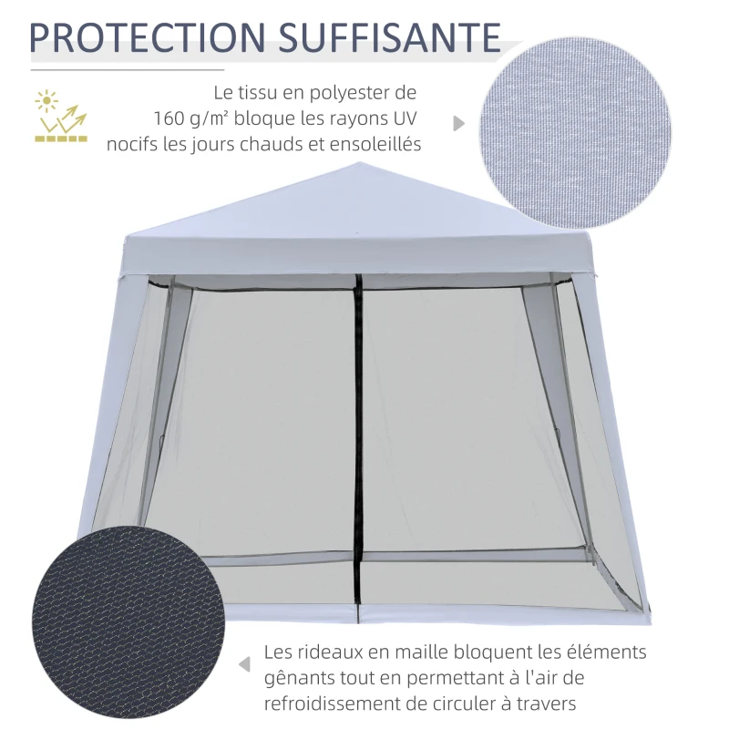 Outsunny Tonnelle barnum style colonial dim. 3L x 3l x 2,45H m 4 moustiquaires 2 zippées gris noir