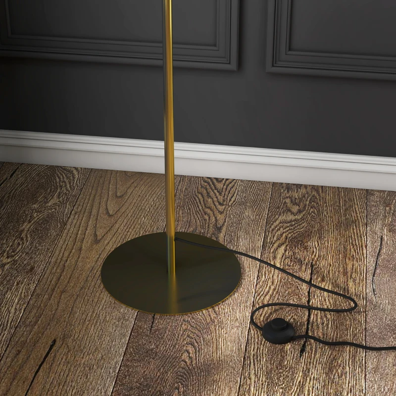 HOMCOM Lampadaire sur pied salon jusqu'à 40W design style art déco anneau en métal doré 28 x 25 x 160 cm doré