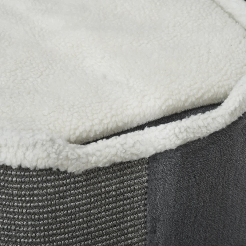 PawHut Sisal Cat Barrel with Soft Plush & Lamb Fleece Grey