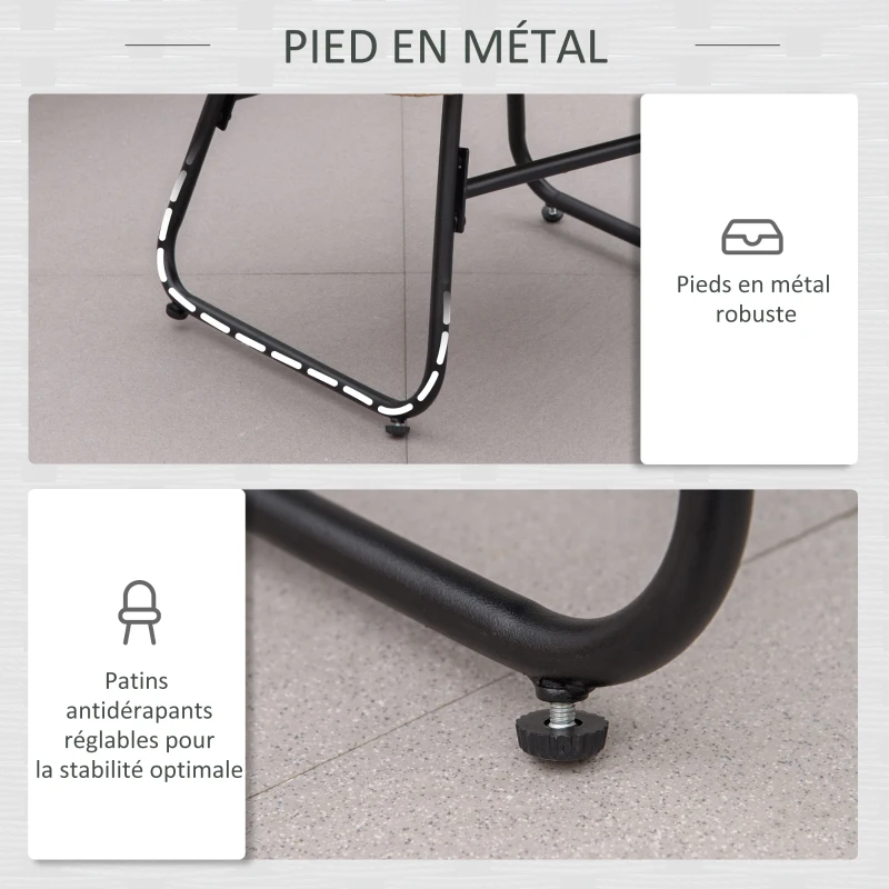 Outsunny Fauteuil chaise de jardin avec repose-pieds en métal époxy et résine tressée aspect rotin avec coussins moelleux - naturel