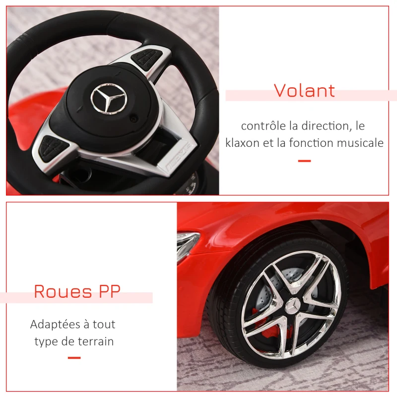 HOMCOM Porteur Enfants Voiture Enfant Multi-équipée 12-36 Mois Coffre klaxon Effet Musical polypropylène Rouge