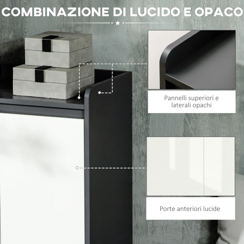 HOMCOM Mobile Scarpiera da Ingresso in Truciolato per 19 Scarpe con Ripiani Regolabili, 90x32x100 cm