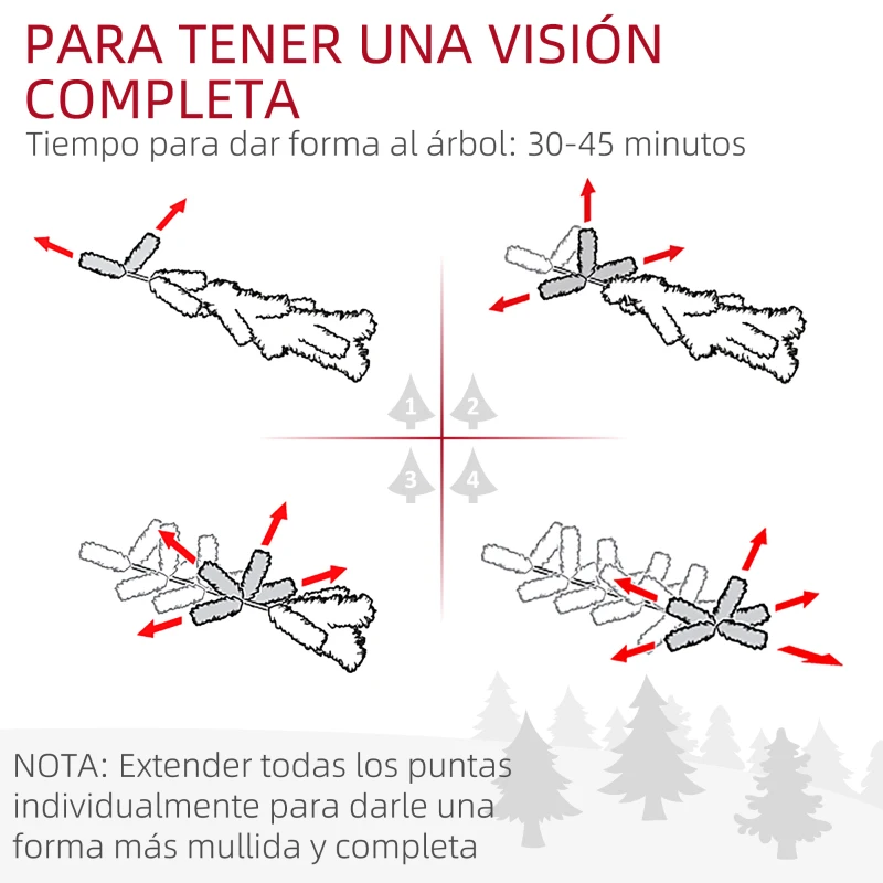 HOMCOM Árbol de Navidad Artificial 210 cm con 793 Ramas y Soporte de Acero Árbol Navideño para Salón Interior Verde