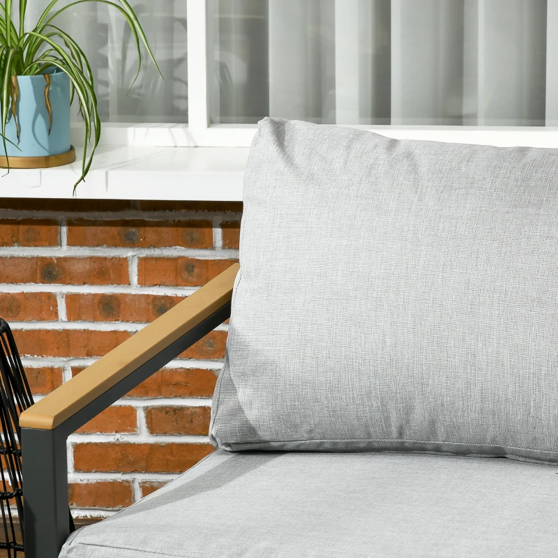 Outsunny Salotto da Esterni da 4 Pezzi con Divanetto, 2 Poltrone e Tavolino in Alluminio, Grigio Chiaro