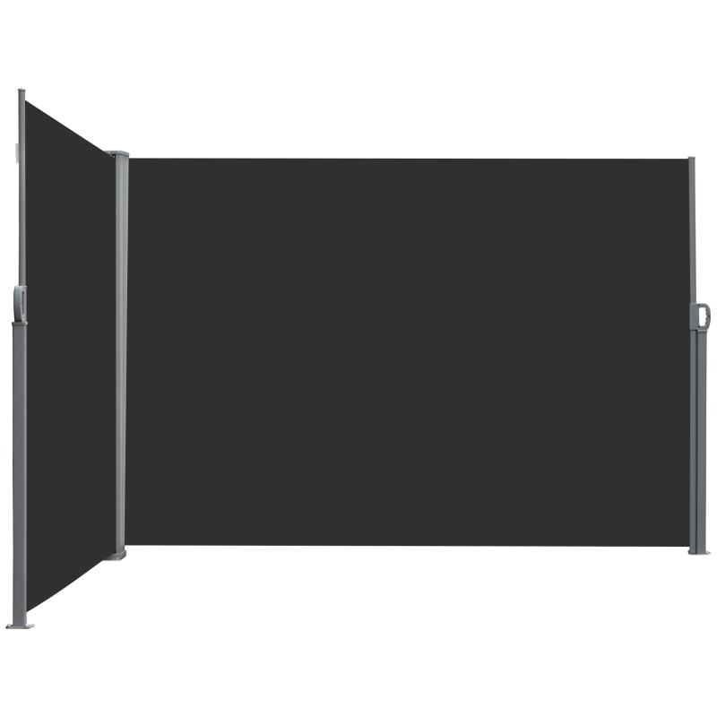Outsunny Double Store Latéral Brise-Vue Rétractable 6m X 1,80m - Paravent Jardin Anti-UV Gris Et Noir