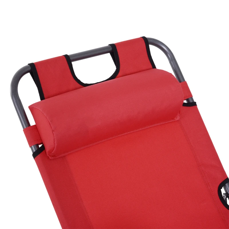 Outsunny Lot de 2 Chaises Longue inclinable transat Bain de Soleil fauteuil relax jardin 2 en 1 Pliant têtière Amovible