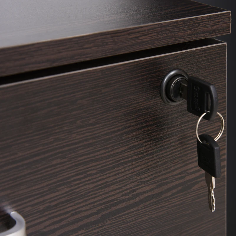 Vinsetto Archivador Móvil para Archivos A4 con Ruedas Gabinete de Archivos Suspendidos con 2 Cajones y Cerradura 40x45x55,6 cm wengué