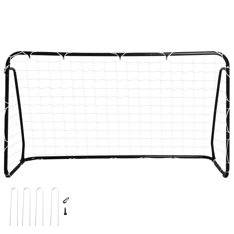 HOMCOM But de football - cage de foot - but d'entrainement dim. 203L x 81l x 120H cm - châssis métal époxy polyester - piquets inclus - noir