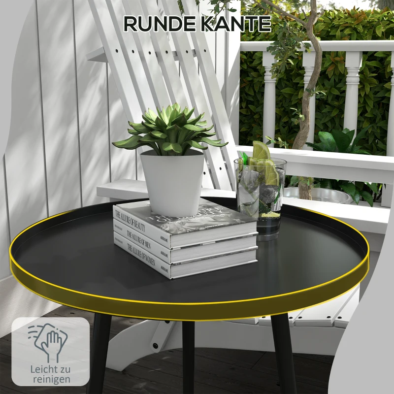 Outsunny Outdoor Beistelltisch, Gartentisch, runder Terrassentisch, Stahl, Ф40 x 50Hcm, Schwarz