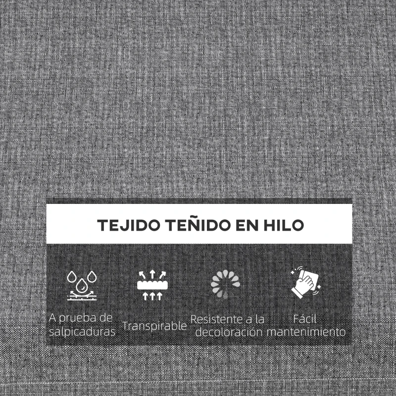 Outsunny Conjunto de 4 Cojines para Sillas de Comedor 47x47x7cm Impermeable y Protección UV 50+ para Interior y Exterior Gris