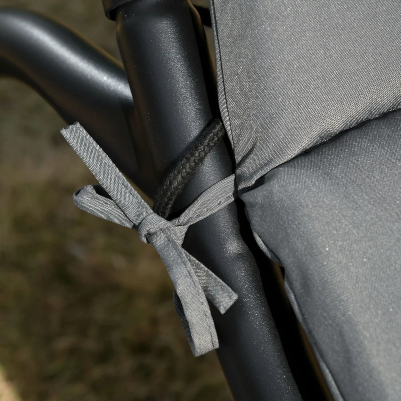 Outsunny Bain de Soleil transat à Bascule Design Contemporain avec Pare-Soleil, Matelas Grand Confort, tétière métal époxy Noir Polyester Gris