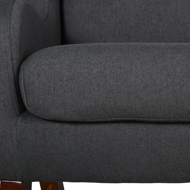 HOMCOM Fauteuil Enfant Oreilles Grand Confort accoudoirs Assise Dossier garnissage Mousse Haute densité piètement Bois hévéa Verni Lin Gris