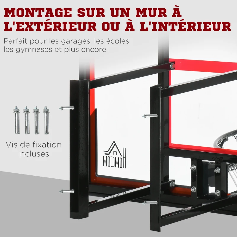 HOMCOM Panier de basketball mural avec panier spécial - 102 x 76 x 110 cm - intérieur extérieur