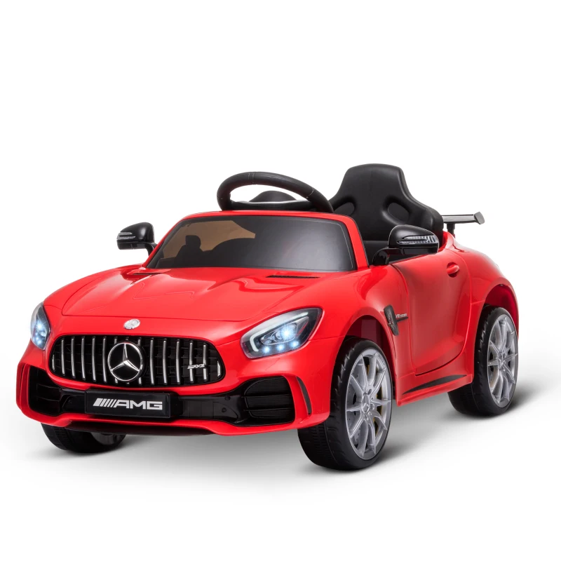 HOMCOM Coche Eléctrico para Niños Mercedes GTR Coche de Batería para Niños de +3 Años 12V Mando a Distancia 105x58x45 cm Rojo
