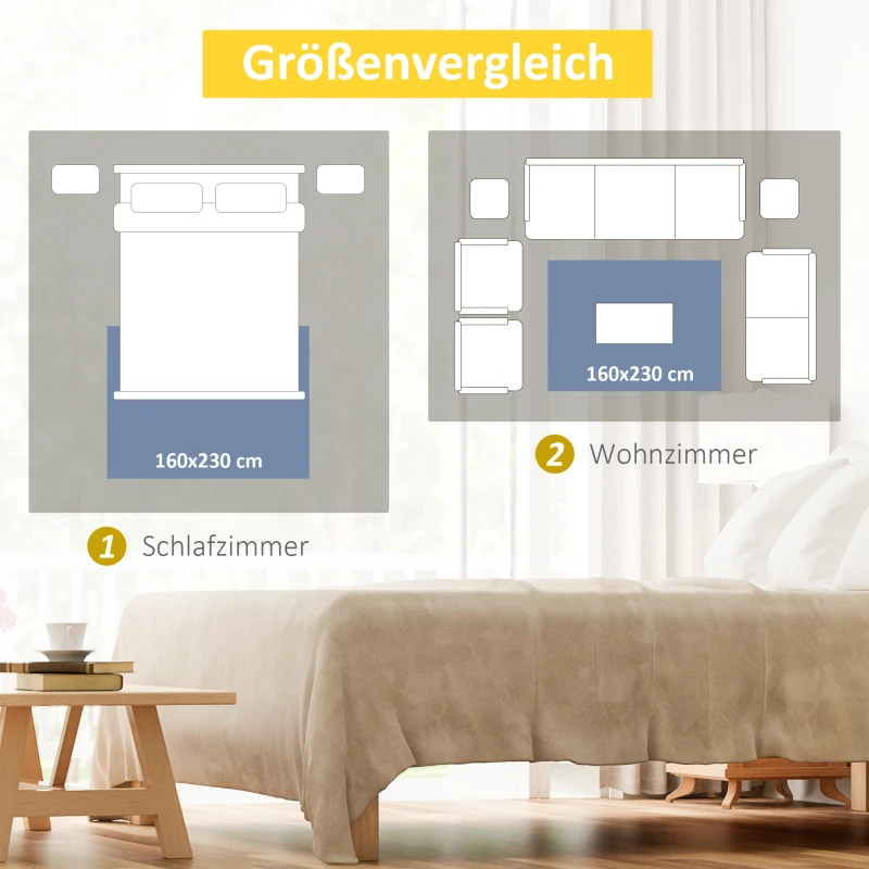 HOMCOM Teppich mit geometrischen Formen, Vliesbeschichtung, 230 cm x160 cm x 0,6 cm, Dunkelgrau + Hellgrau