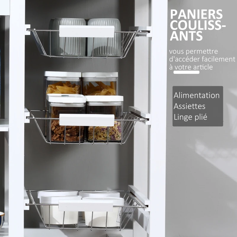 HOMCOM Chariot de service desserte de cuisine à roulettes multi-rangements 92L x 37l x 82H cm MDF imitation chêne clair pin blanc