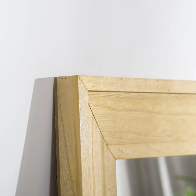 HOMCOM Wandspiegel 150 cm x 60 cm x 4,5 cm Ganzkörperspiegel Spiegelglas Tannenholz Natur