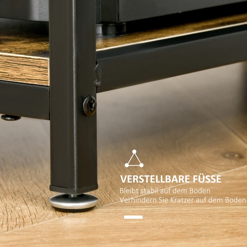 HOMCOM Computertisch Schreibtisch Bürotisch PC Tisch Home Office Arbeitstisch mit Ablagen Industrieller Stil Rustikal-Braun Metall 120 x 60 x 75 cm