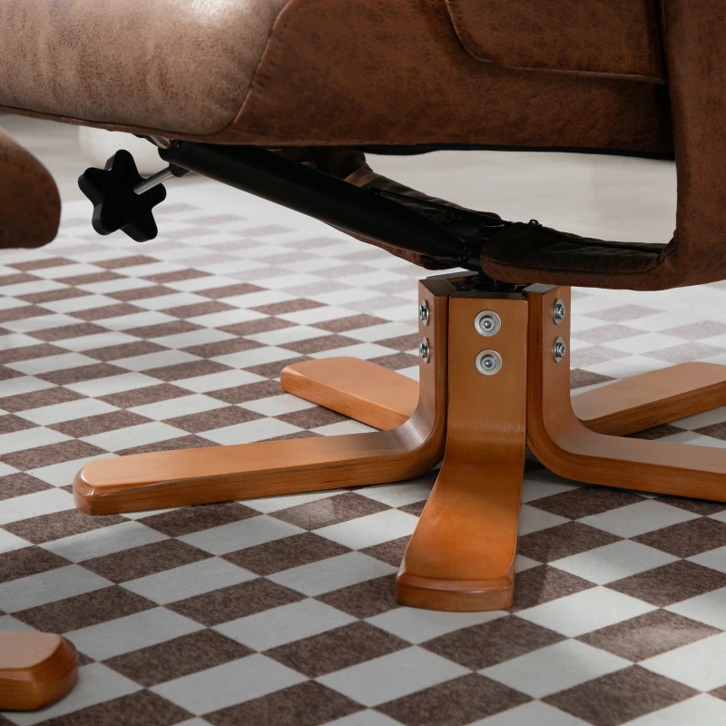 HOMCOM Fauteuil relax inclinable 135° pivotant 360° avec repose-pieds revêtement microfibre marron