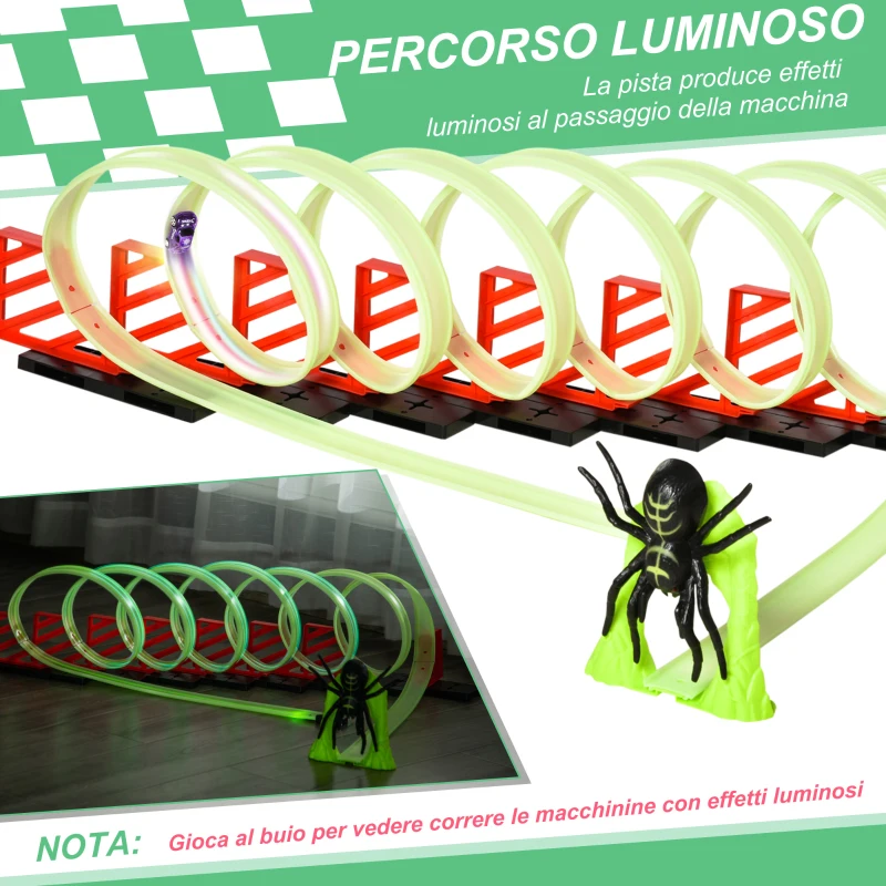 HOMCOM Pista per Macchinine con Effetti Luminosi e Automobilina, per Bambini da 3-6 Anni, 86x67x21cm
