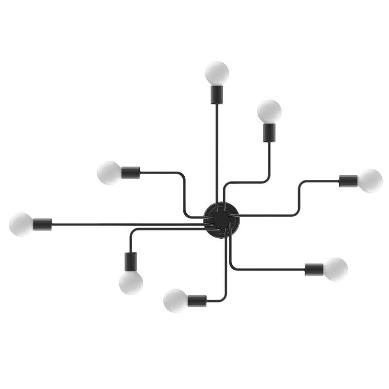 HOMCOM Deckenleuchte in Rohrform im Klassische Stil mit 8 Lampenfassungen, Vintage-Metallleuchter Metall 105L x 74B x 11H cm