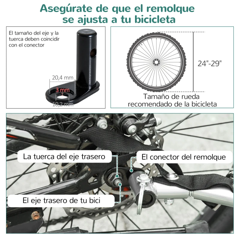 HOMCOM Remolque para Bicicleta con Barra de Paseo para Niños de 2 Plazas con Rueda Delantera Giratoria 360° y Asiento Acolchado Carga Máx. 40 kg Verde