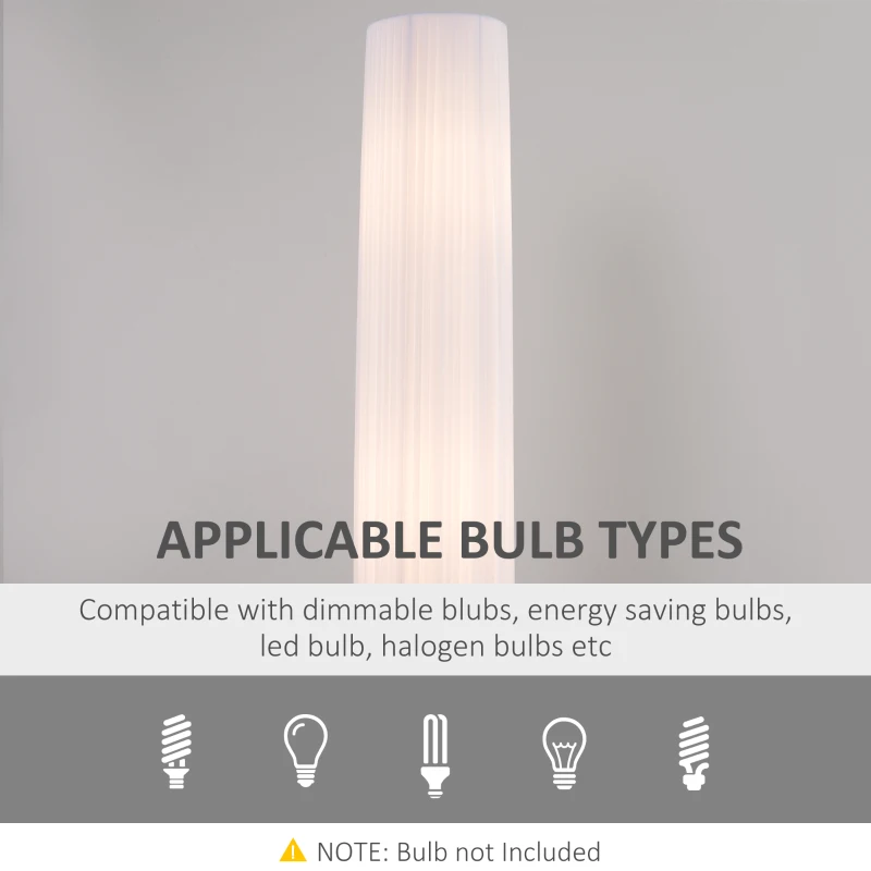 HOMCOM 160 CM Tall Cylindrical Modern Free Standing Floor Lamp for Bedroom, Study or Living Space with Polyester Fabric  Shade White