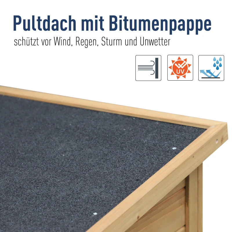 Outsunny Gartenschrank Holz Gerätehaus Geräteschuppen Geräteschrank Holzhütte Pultdach Bitumenpappe Lamellentüren Natur 87 x 46,5 x 96,5 cm