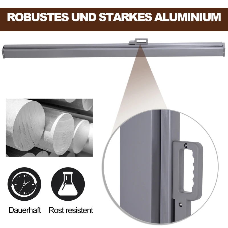 Outsunny Seitenmarkise, Sicht- und Sonnenschutz, Seitenrollo, Polyester, Grau, 3 x 2m