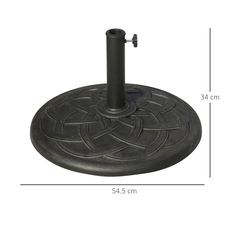 Outsunny 19KG Resin Umbrella Base Garden Parasol Base Stand Round Sun Shade Holder Suitable For Pole Between Φ38mm to Φ48mm