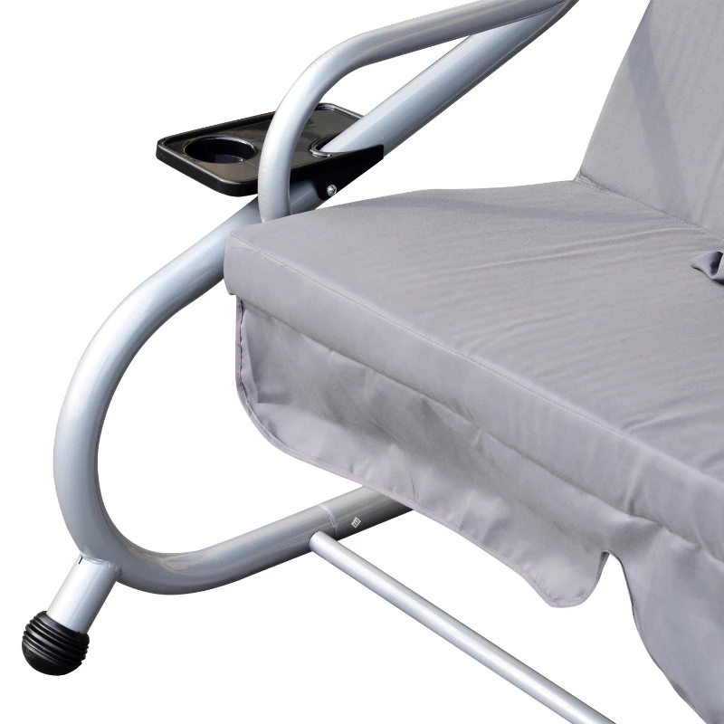 Outsunny Hollywoodschaukel, Liegefunktion, neigbares Dach, bis 340 kg, Stahlrahmen, 200 x 120 x 164 cm, Grau