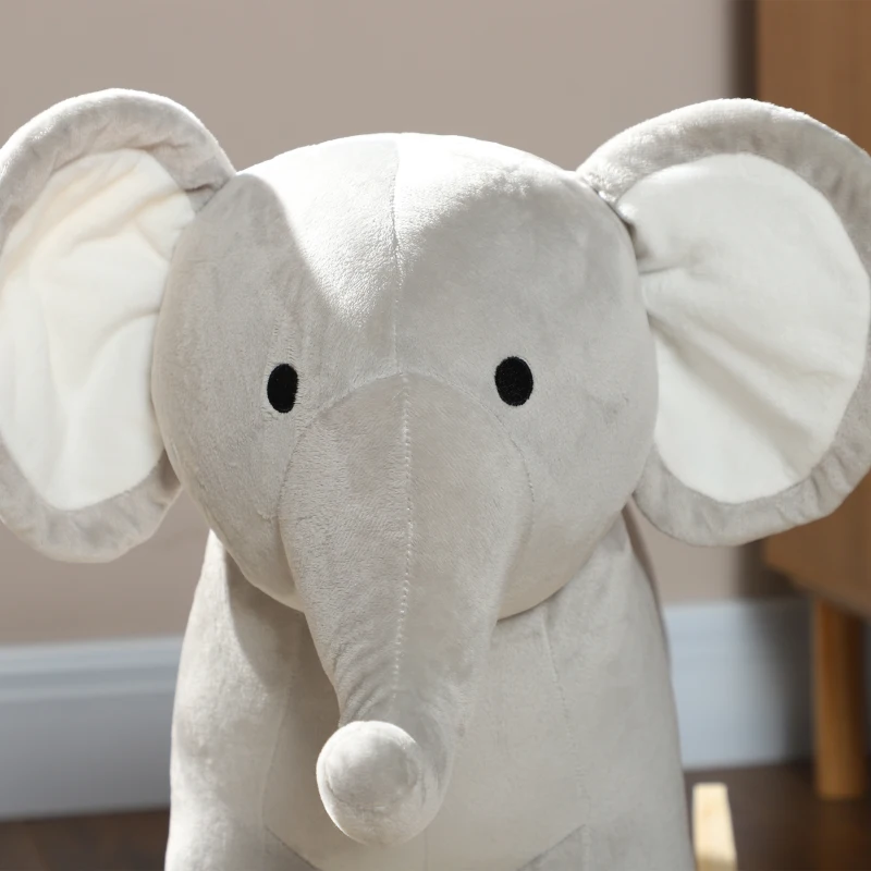 AIYAPLAY Schaukelpferd, Elefant, Soundeffekte, sichere Basis, für 2-4 Jahre, 64,5x31x52 cm, Grau(m-6)