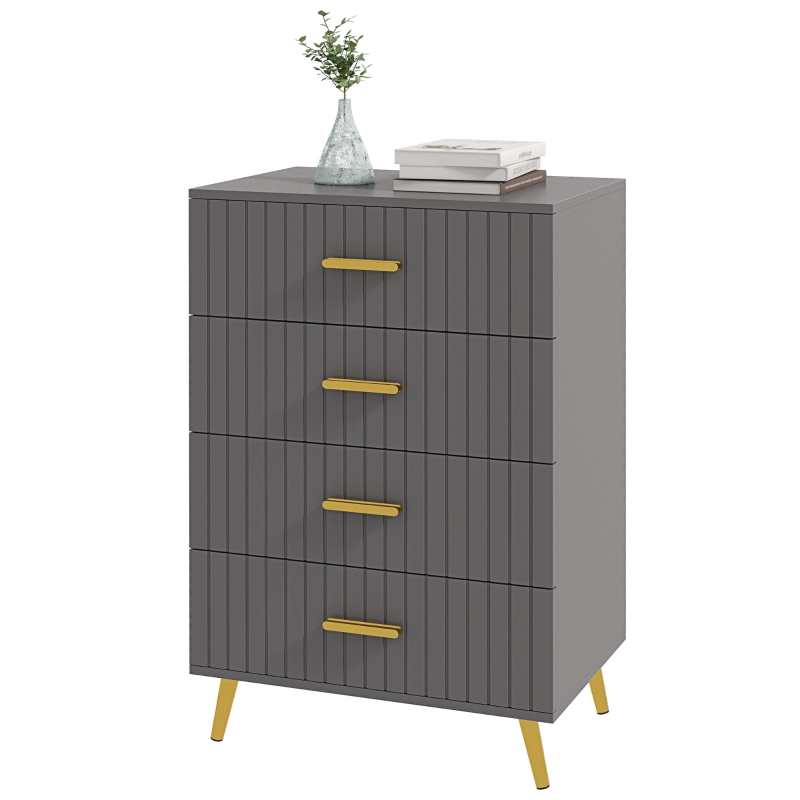 YITAHOME Commode - 4 Tiroirs en Tissu Commode Chambre Meuble de Rangement - Cadre en Métal - Salon - imprimé Violet | Leroy Merlin