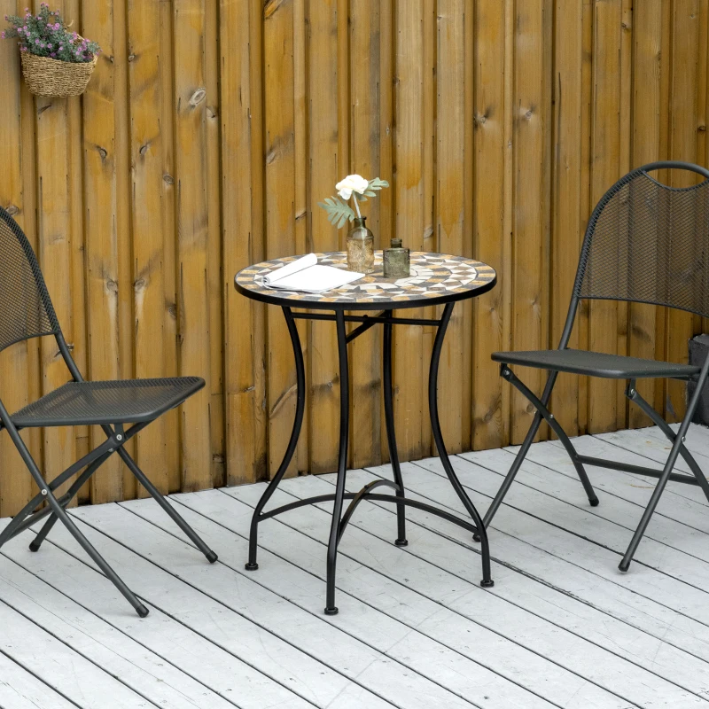 Outsunny Φ60cm Mosaic Outdoor Patio Table - Grey