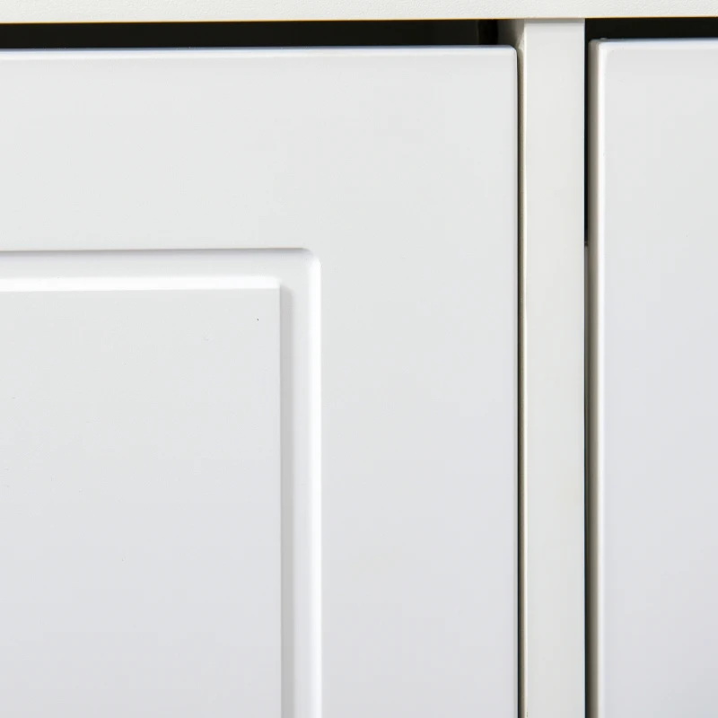 HOMCOM Panca Scarpiera Salvaspazio in Legno con Cuscino, 2 Cassetti con Mensola Regolabile per 8 Scarpe, 104x24x55cm, Bianco