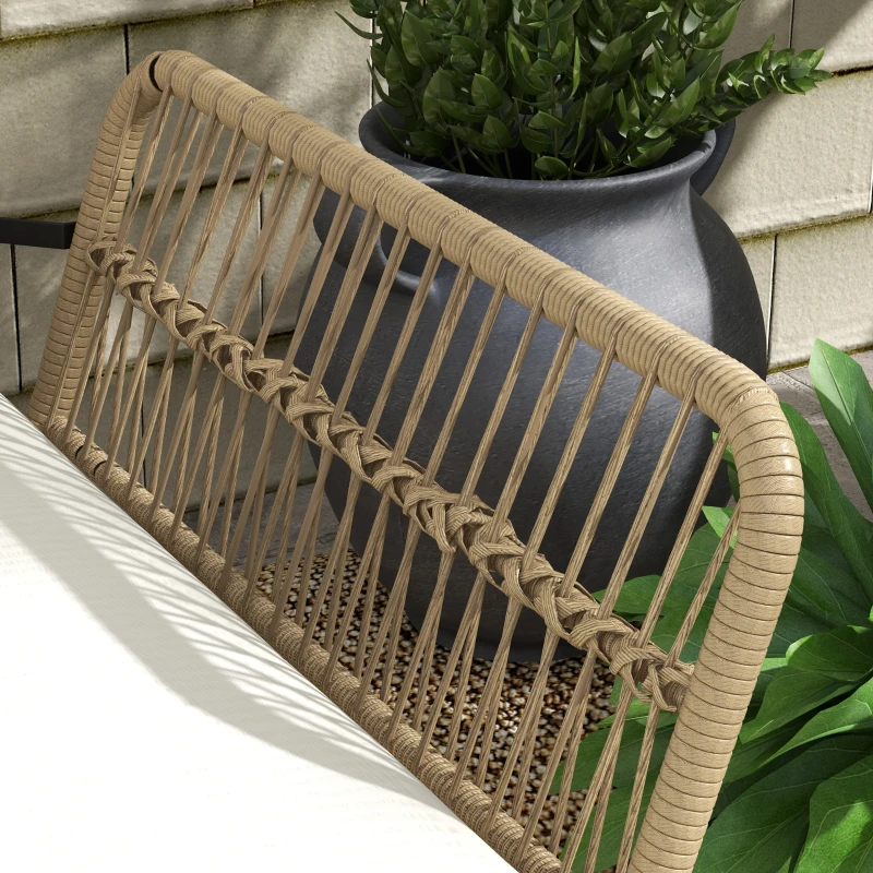 Outsunny Gartensitzgrupp Loungemöbel-Set, PE Rattan, 122 x 79 x 75 cm, Natur + Cremweiß