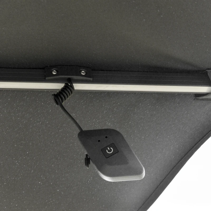 Outsunny Ombrellone a Braccio per Esterno con Luci a LED e Angolazione Regolabile, Ø3x2.5A m, Grigio